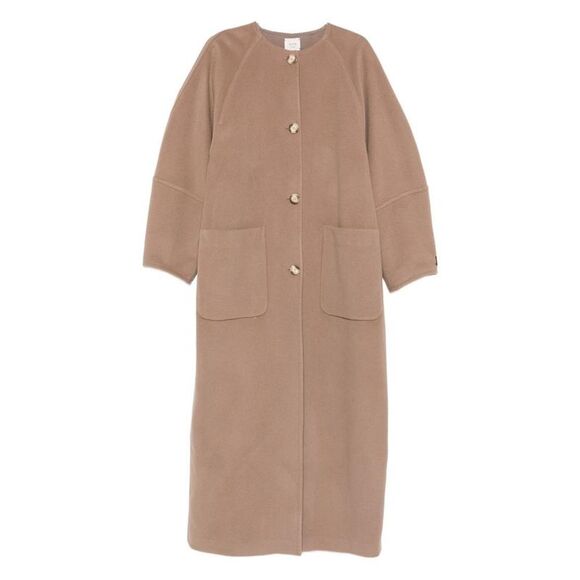 ALYSI Women's Long Button-Front Coat Women BROWN Coats & Jackets - Picture 1 of 3